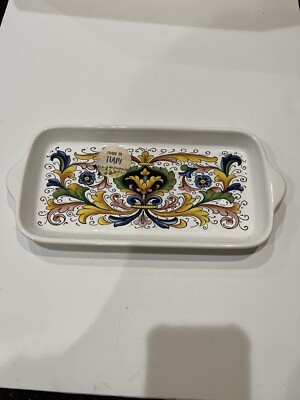 Nova Deruta Small Rectangular Serving Appetizer Tray Hand painted Multicolor New