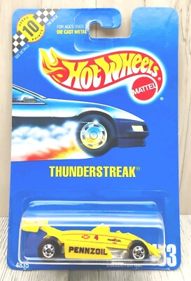 1990 Hot Wheels Indy Race Car Thunderstreak Pennzoil Race Team Speed Points Card