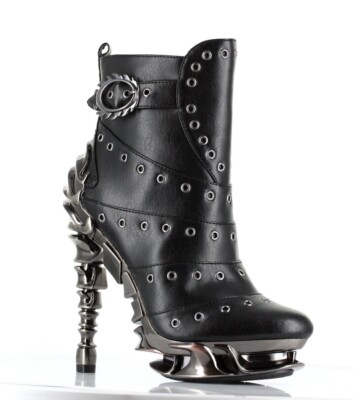 hades ブーツ スタッズ Hades RAVEN Black Vegan Ankle Boots Eyelets 5