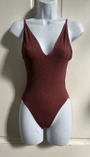 OUT FROM UNDER URBAN OUTFITTERS NEW Rust Sparkle Strappy Bodysuit Sz S