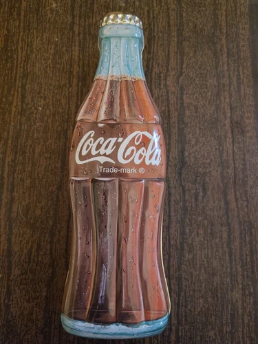 1996 Vintage 9 1/2" Tall Coca Cola Coke Bottle Metal Tin Container with Lid