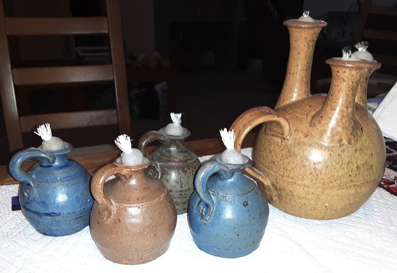 Tokheim Stoneware - Tokheim Pottery - Oil Lamp Lot of 5 - 2000's
