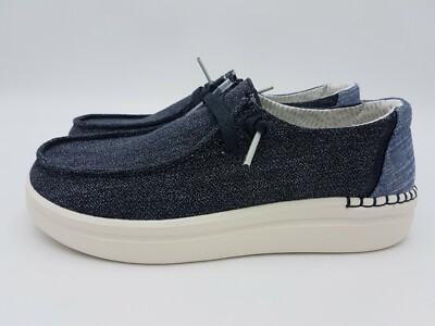 HEY DUDE Wendy Rise Chambray Women's Blue Beige Spring Summer Sneakers |  eBay