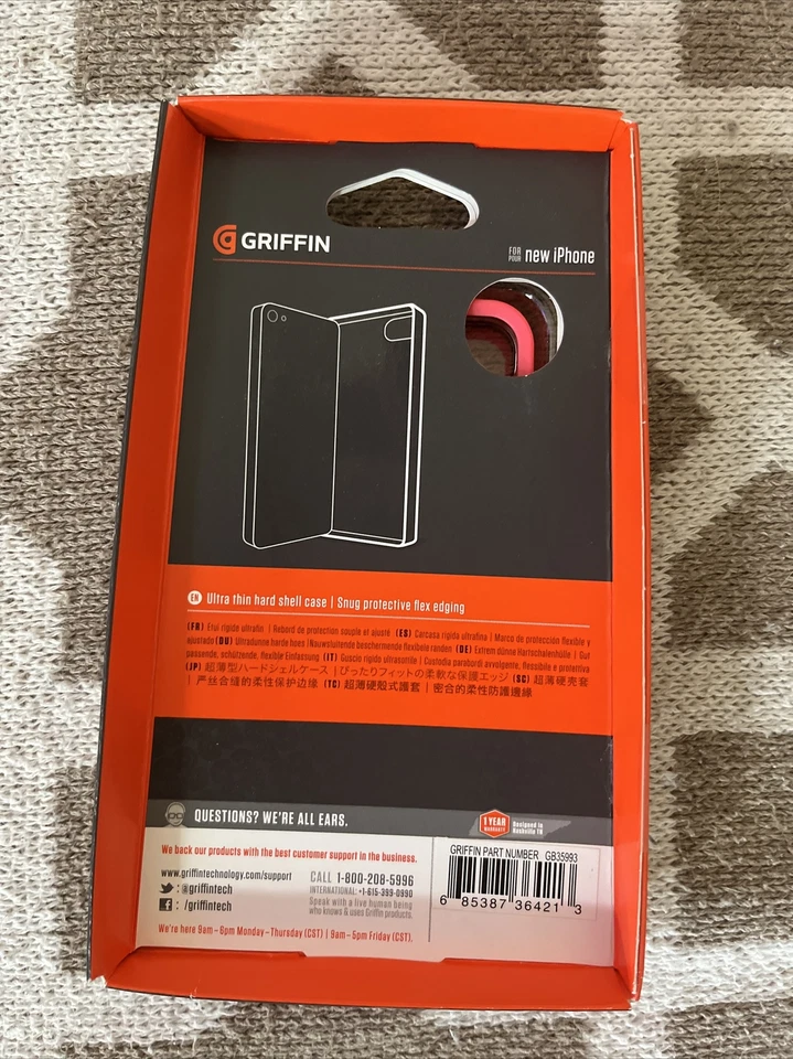 Funda Griffin Rosa Caliente Transparente Trasera iPhone Slim Fit GB35993 para iPhone SE/5S/5 Foto 2 de 2