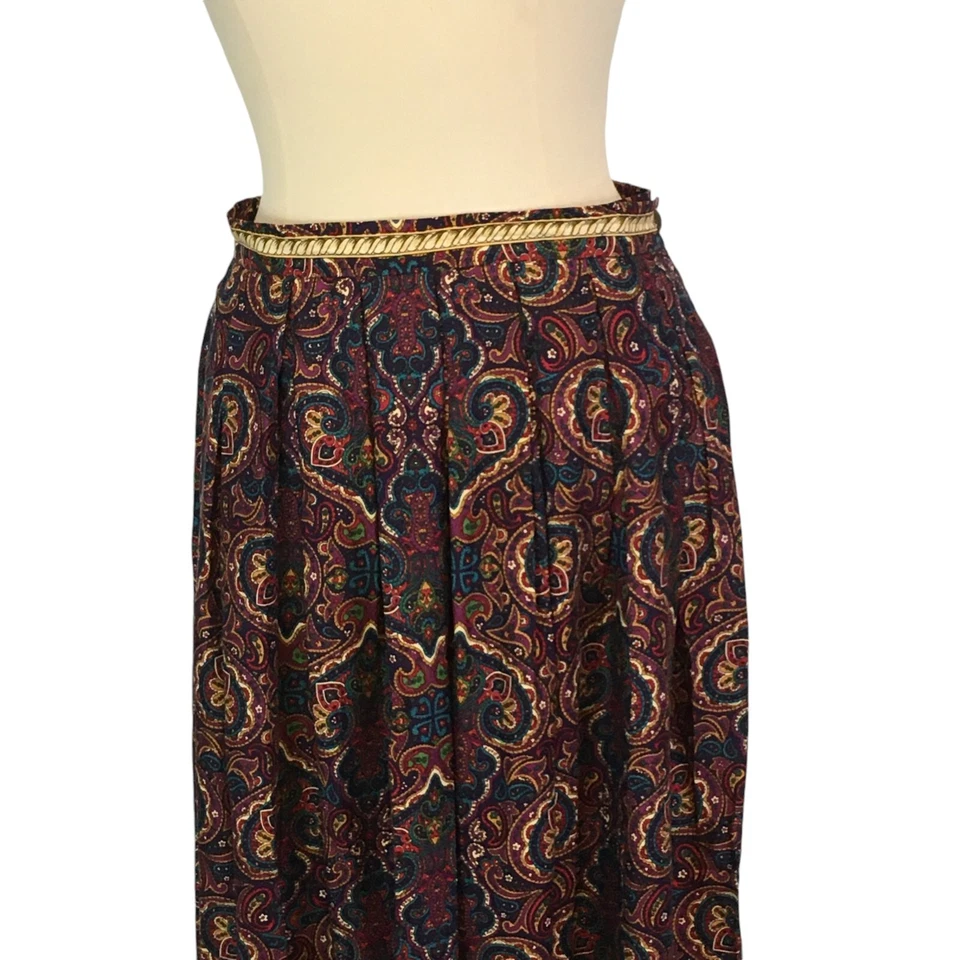 Falda Susan Bristol Púrpura Azul Rojo Plisada Paisley, Dobladillo Floral 12, 28-30 Cintura Foto 2 de 4