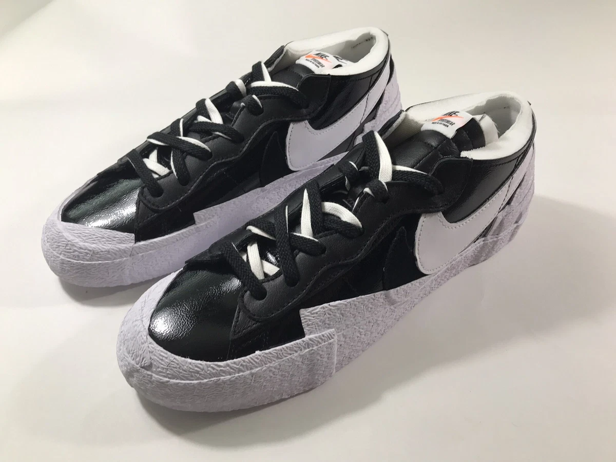 NEW Nike Blazer Low x Sacai Shiny Black Patent Leather Shoes Men's 11  DM6443-001