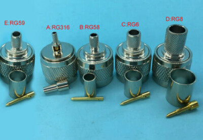 N Male Plug Crimp Connector for RG316 RG58 LMR195 RG59 LMR300 LMR400 RG8 cable