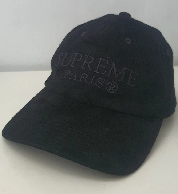 Casquette SS20 Supreme daim 6 panneaux chapeau cuir noir Paris