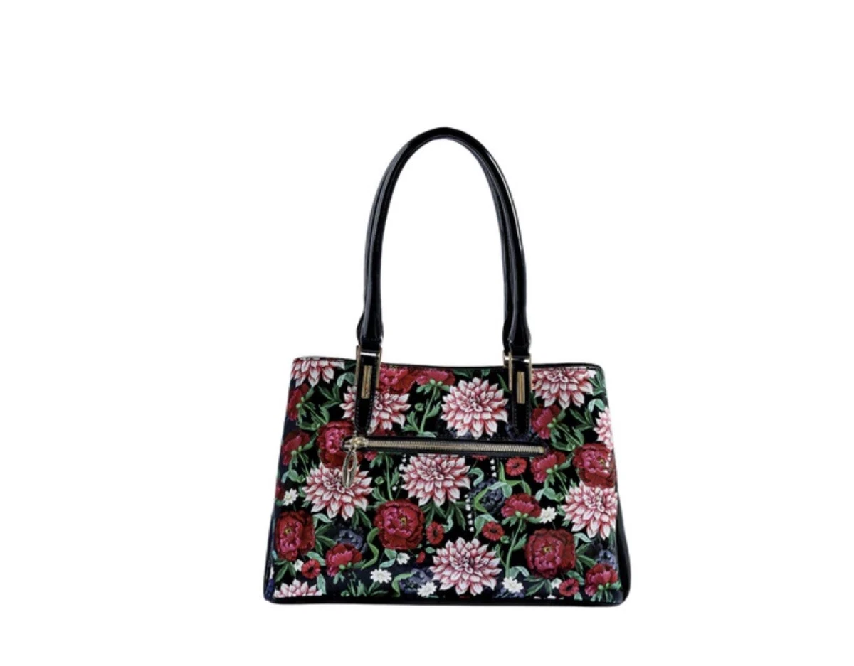 NEW SERENADE REBECCA FLORAL TRIPLE COMPARTMENT PATENT GENUINE
