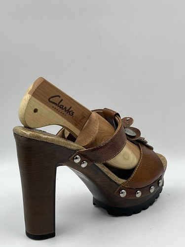 Damen Rameila modischer Plateau-Clog mit Holzabsatz in Kastanienbraun Größe 5,5/36 - Bild 14 von 16