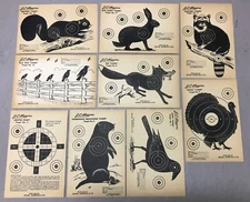 9 Unique 1960’s Original J.C. Higgins,  Sears  Paper Practice Targets, New
