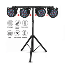 1/2/4pcs 108W RGB Par Light DMX Can Lighting DJ Stage Disco Party Light w/Stand