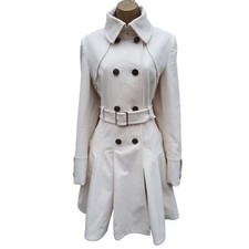 14 Uk Karen Millen Moleskin Ivory Celebrity Pleated Posh Trench Coat Jacket