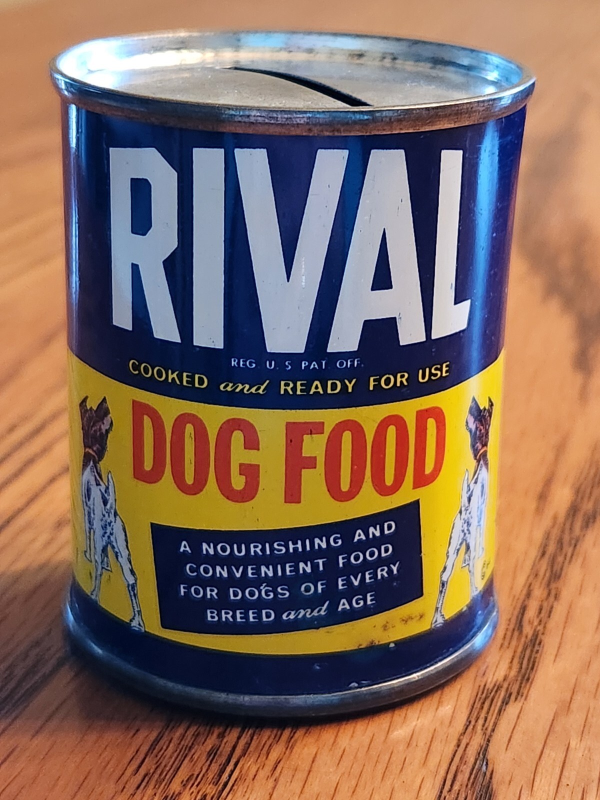 RIVAL DOG FOOD BANK2.75" MINIATURE METAL CAN COIN BANK eBay