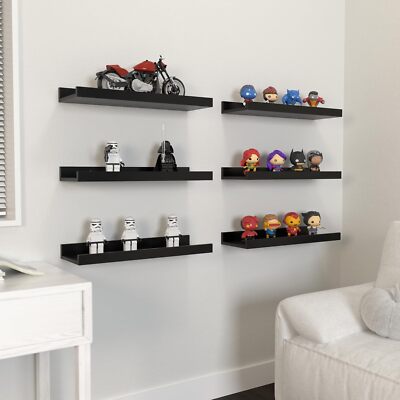 6 Pack Floating Wall Shelves, Display Shelves for Home Decoration Splattertide