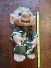 Vintage Thomas Dam 1977 Troll Wearing camouflage 9" Denmark Open Mouth