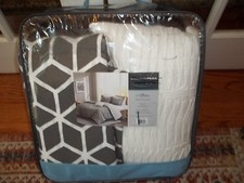 NIP Madison Park Gray White Geometric Pattern 5-pc King/Cal King Duvet Cover Set
