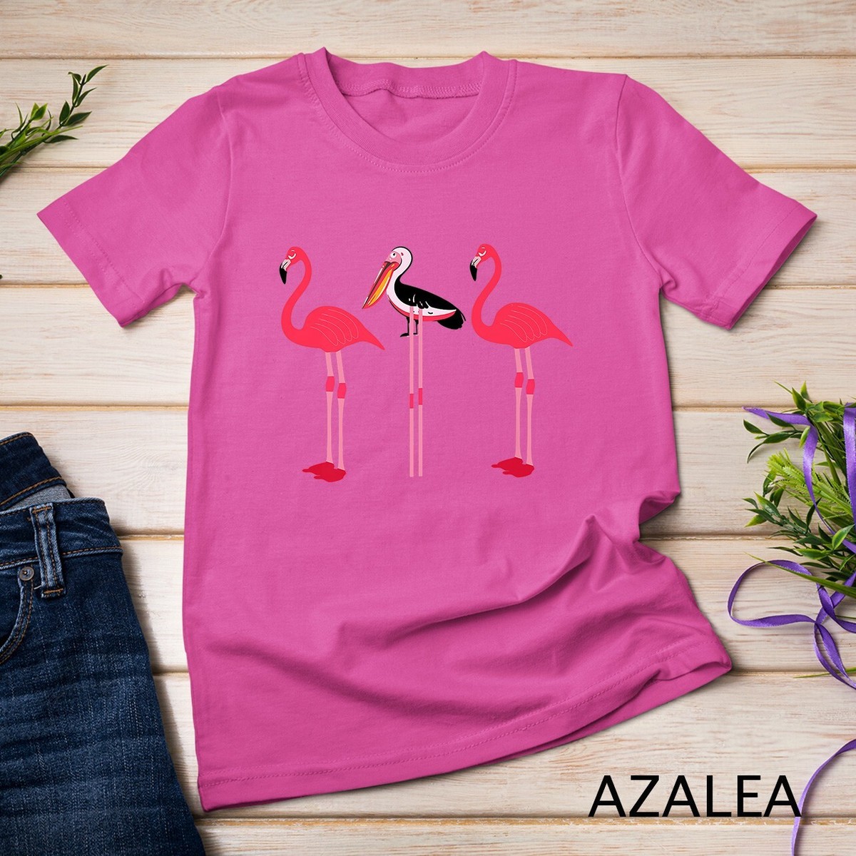 Funny Pink Flamingo Lover Pelican Disguise Premium Unisex T-shirt