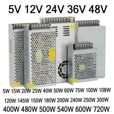 AC 110V-220V to DC 5V 12V 24V 36V 48V Power Supply SMPS 1A 2A 3A 5A 10A