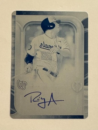 2022 Topps Tribute Riley Adams 1/1 Cyan Printing Plate Auto Washington Nationals