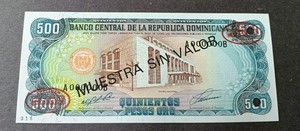 Dominican Republic 500 Peso Speciment Banknote P-137s Unc.