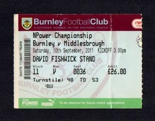 2011/12 BURNLEY 0-2 MIDDLESBROUGH CHAMPIONSHIP 10.9.11 ATT. 15,220