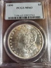 1890 MORGAN SILVER DOLLAR PCGS MS63