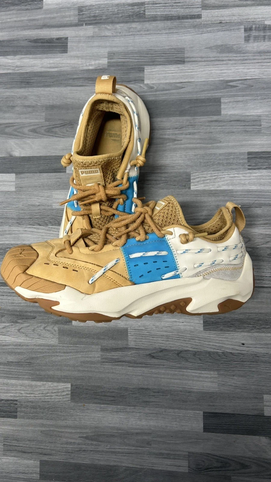 Puma Plexus Retro Sneakers Marshmallow / Blue Trainers UK 8