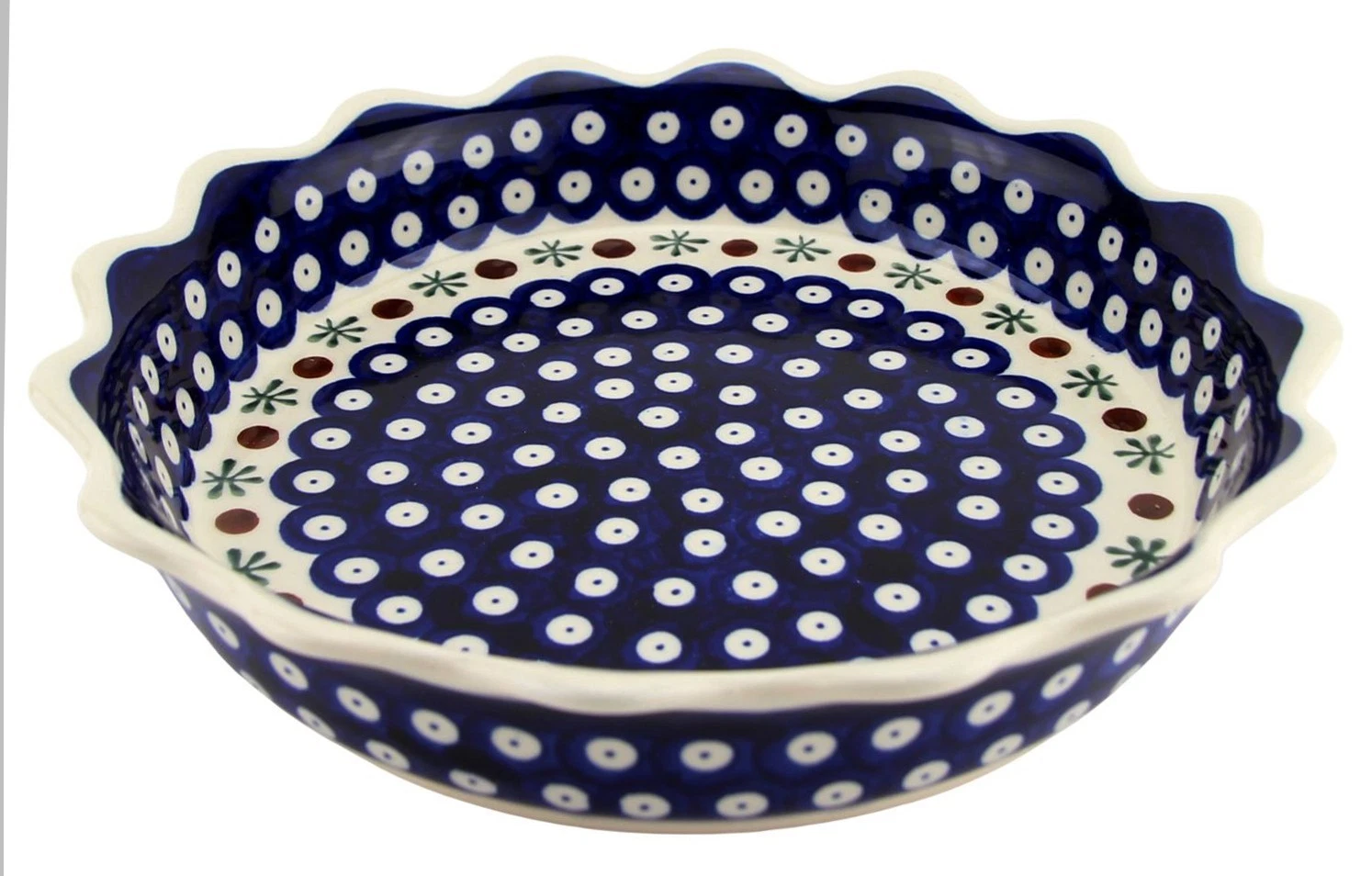 Polish Pottery Quiche / Scalloped Pie Dish 9" Diameter by Zaklady Boleslawiec