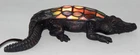 Vintage 1998 Crocodile Alligator Tiffany Style Accent Table Lamp Stained Glass