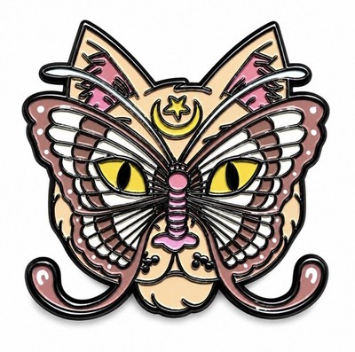 Butterfly Masquerade Luna Moon Cat Metal Pin Badge Brooch Meme Funny Alt Cute