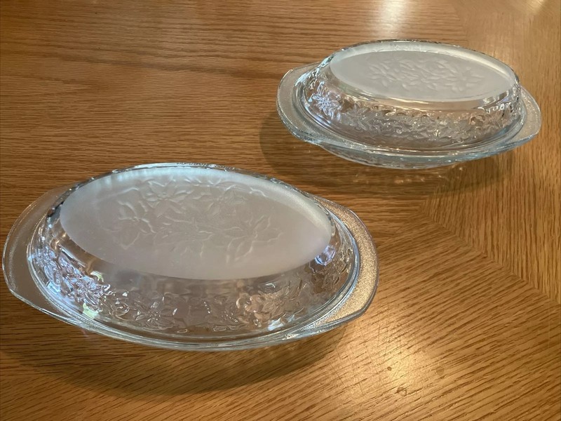 Oven To Tabletop! Glass Crystal Individual Cook And Serve Dish Lid Set Of Four