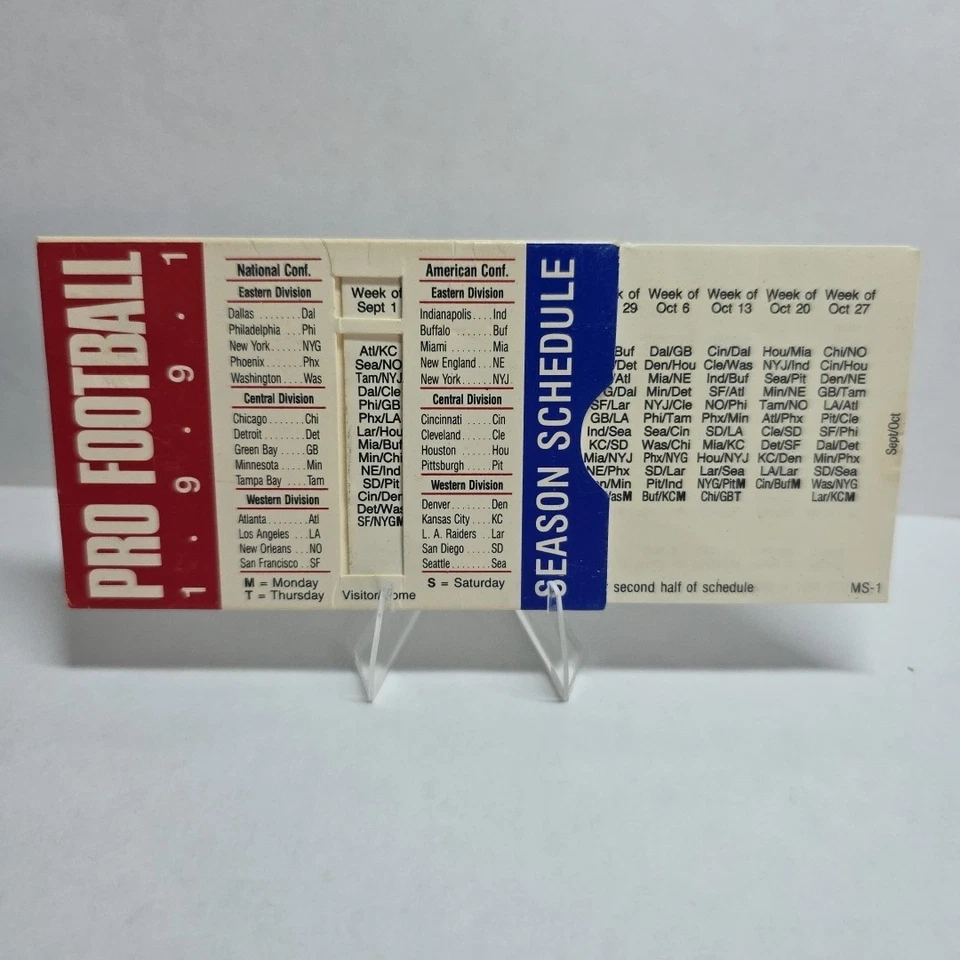1991 PRO FOOTBALL SLIDE POCKET SEASON SCHEDULE - Image 2 of 3