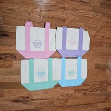 Trader Joe’s Mini Pastel Canvas Tote Bag Set BRAND NEW IN HAND! VIRAL