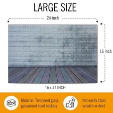 Tempered Glass Magnet Display Board with Design, 16 x 24 Inches Frameless -