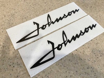 Johnson Vintage Motor Decals 9'' Vinyl 2-Pak FREE SHIP + FREE Fish Decal!