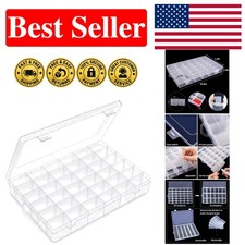 36-Grid Bead Organizer Storage Box - Adjustable Compartments Durable Design