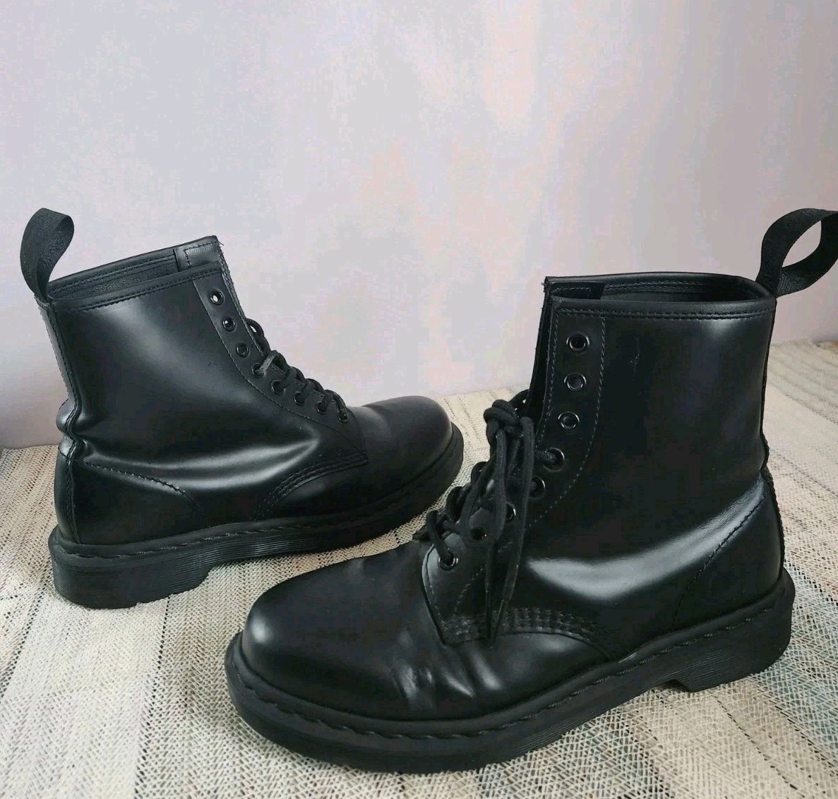 Martens 1460 Mono Smooth Leather Boots Doc Black Womens Size