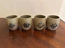 Jugtown Pottery Handcrafted Stoneware Cups – Set of 4 Vintage North Carolina Stu