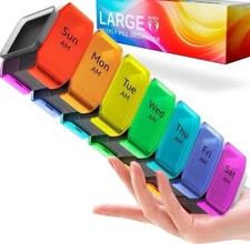 Extra Large Pill Organizer 2 Times a Day   XL Pill Box 7 Day with Big AM/PM Used