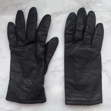 Vintage 100 Black Leather Fleece Lined Gloves Size S/M