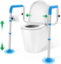 Toilet Safety Rails with Handles and Non-Slip Foot Pads  Height  Width Adjustm