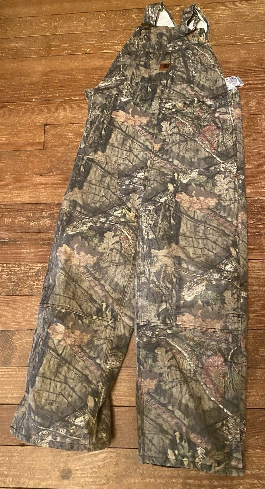 Preowned Carhartt Bibs Boys Size 12 Real Tree Camo Overalls Canvas Insulated