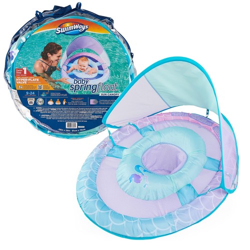 Swimways Sun Canopy Inflatable Baby Spring Float for Kids 9-24 Months, Mermai...