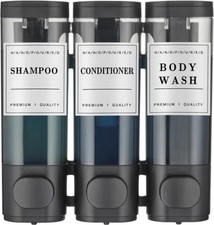 Shampoo and Conditioner Dispenser,Shower Soap Dispenser 3 Chamber No Drill