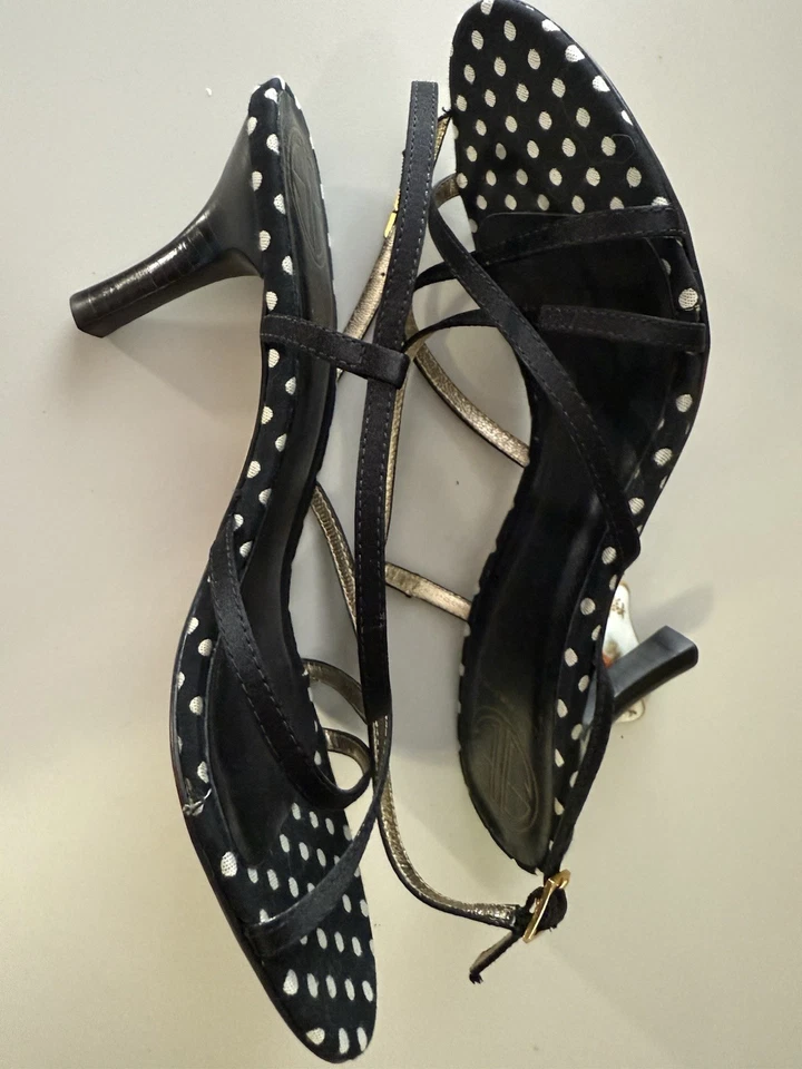 Sandalias Lilly Pulitzer Via Palm Beach negras con lunares blancos con tiras talla 6,5 M Foto 4 de 4