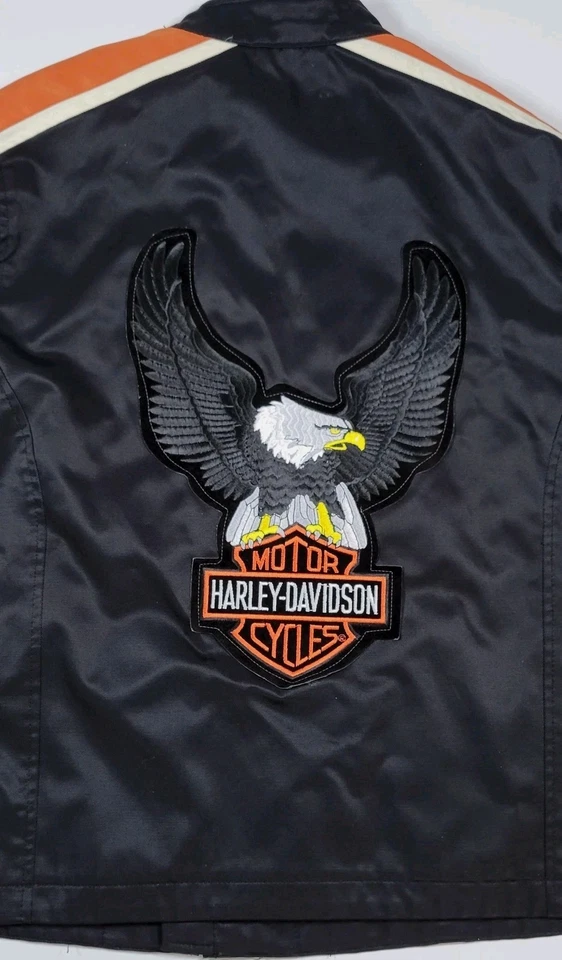 Harley Davidson Woman’s Ladies 1W Black Nylon Full Zip Jacket Zip Pockets - Image 3 of 4