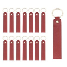 20 Pcs PU Leather Laser Engraving Keychain Blanks Dark Red, 5.3" x 0.8" 