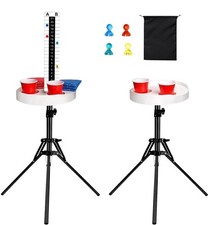 2 Sets Cornhole Scoreboard with Drink Holders, Adjustable Foldable Tripod Sta...