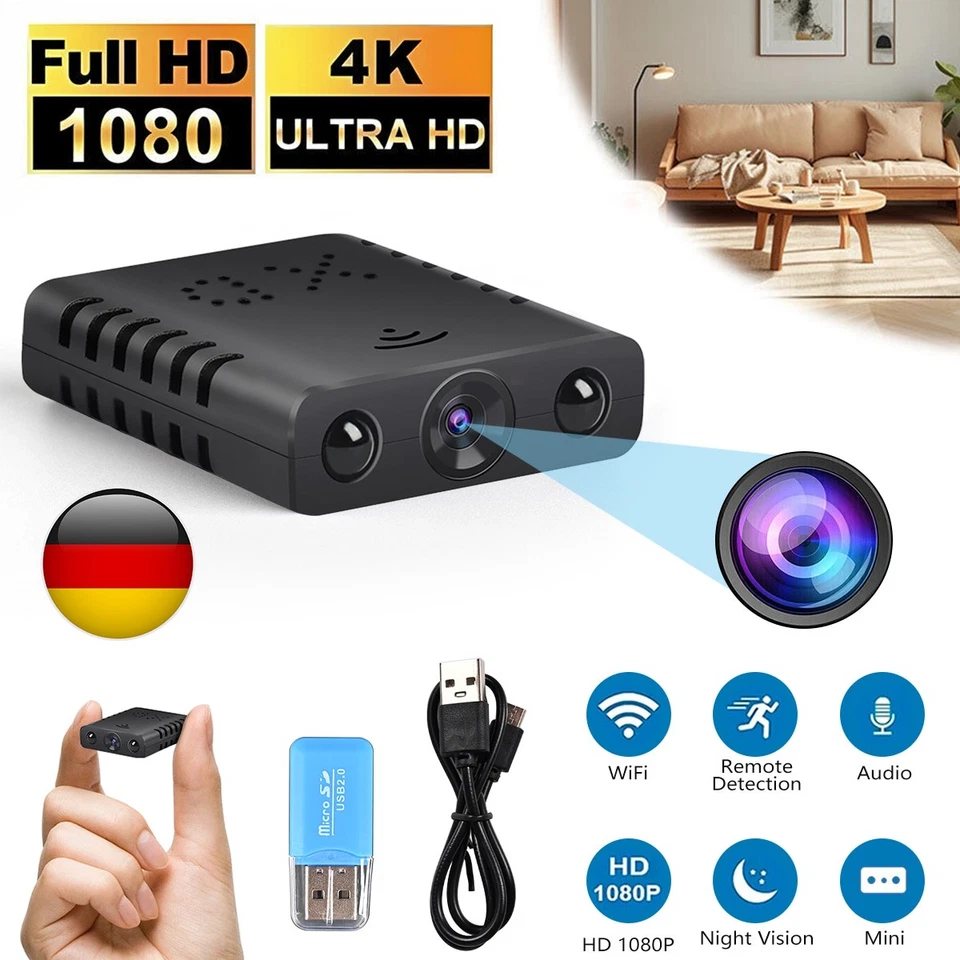 4K HD Nachtsicht Überwachungskamera 1080P Mini Wifi IP Camera Wlan Kamera Cam - Bild 2 von 4